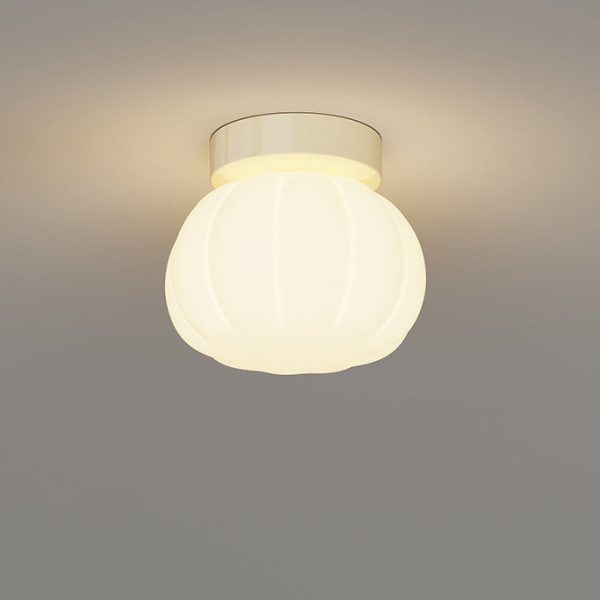Modern Minimalist PE Iron Pumpkin Round LED Semi-Flush Mount Ceiling Light For Bedroom & Living Room - Image 14