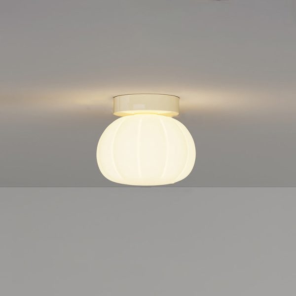 Modern Minimalist PE Iron Pumpkin Round LED Semi-Flush Mount Ceiling Light For Bedroom & Living Room - Image 16