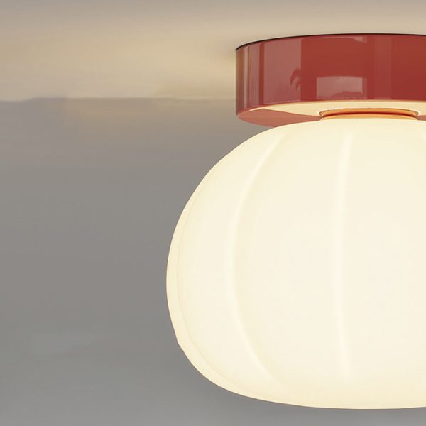 Modern Minimalist PE Iron Pumpkin Round LED Semi-Flush Mount Ceiling Light For Bedroom & Living Room - Image 6