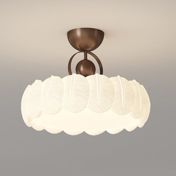 Modern Art Deco PE Iron Bubble Feather Round LED Semi-Flush Mount Ceiling Light For Bedroom & Living Room - Image 17
