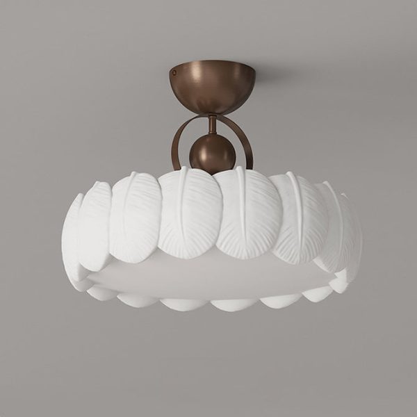 Modern Art Deco PE Iron Bubble Feather Round LED Semi-Flush Mount Ceiling Light For Bedroom & Living Room - Image 23