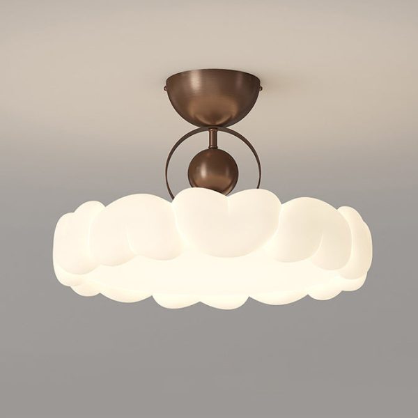 Modern Art Deco PE Iron Bubble Feather Round LED Semi-Flush Mount Ceiling Light For Bedroom & Living Room - Image 21