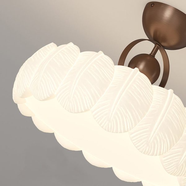 Modern Art Deco PE Iron Bubble Feather Round LED Semi-Flush Mount Ceiling Light For Bedroom & Living Room - Image 7