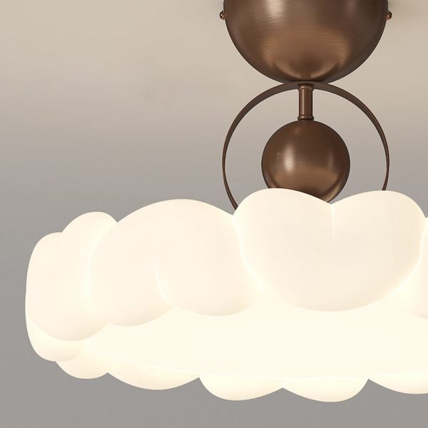 Modern Art Deco PE Iron Bubble Feather Round LED Semi-Flush Mount Ceiling Light For Bedroom & Living Room - Image 9