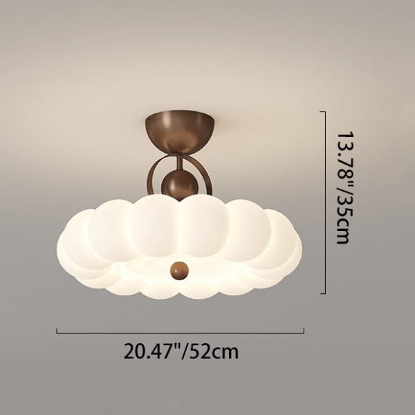 Modern Art Deco PE Iron Bubble Feather Round LED Semi-Flush Mount Ceiling Light For Bedroom & Living Room - Image 4