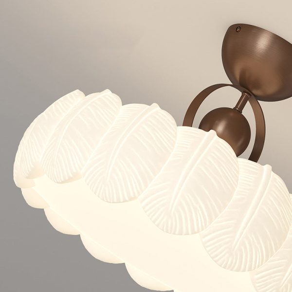 Modern Art Deco PE Iron Bubble Feather Round LED Semi-Flush Mount Ceiling Light For Bedroom & Living Room - Image 8