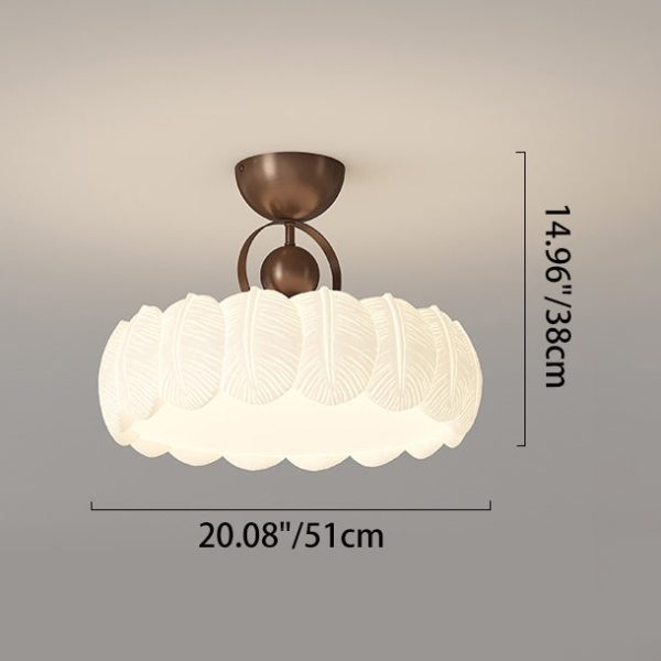 Modern Art Deco PE Iron Bubble Feather Round LED Semi-Flush Mount Ceiling Light For Bedroom & Living Room - Image 5