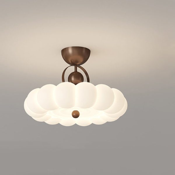 Modern Art Deco PE Iron Bubble Feather Round LED Semi-Flush Mount Ceiling Light For Bedroom & Living Room - Image 20