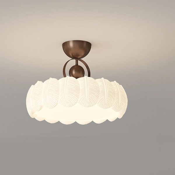 Modern Art Deco PE Iron Bubble Feather Round LED Semi-Flush Mount Ceiling Light For Bedroom & Living Room - Image 22