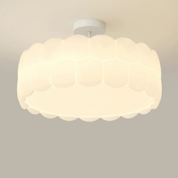 Modern Minimalist PE Iron Wavy Round LED Semi-Flush Mount Ceiling Light For Bedroom & Living Room - Image 13