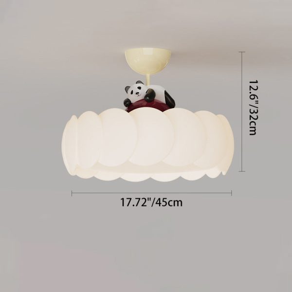 Modern Art Deco PE Iron Bear Bubble Round LED Semi-Flush Mount Ceiling Light For Bedroom & Living Room - Image 4