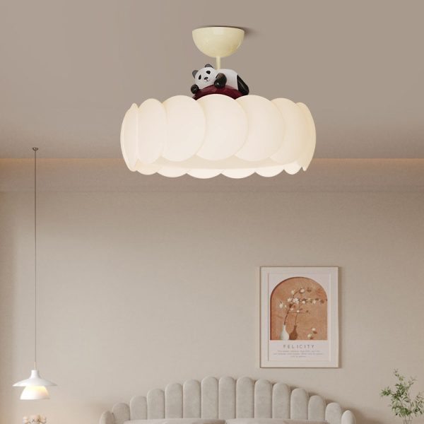 Modern Art Deco PE Iron Bear Bubble Round LED Semi-Flush Mount Ceiling Light For Bedroom & Living Room - Image 16
