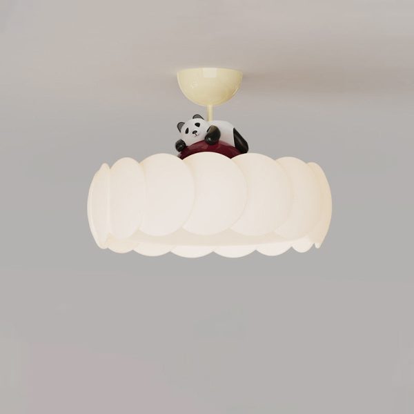 Modern Art Deco PE Iron Bear Bubble Round LED Semi-Flush Mount Ceiling Light For Bedroom & Living Room - Image 18