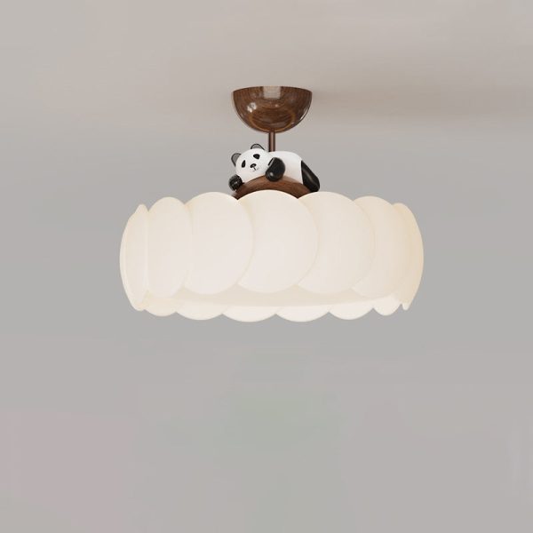 Modern Art Deco PE Iron Bear Bubble Round LED Semi-Flush Mount Ceiling Light For Bedroom & Living Room - Image 19