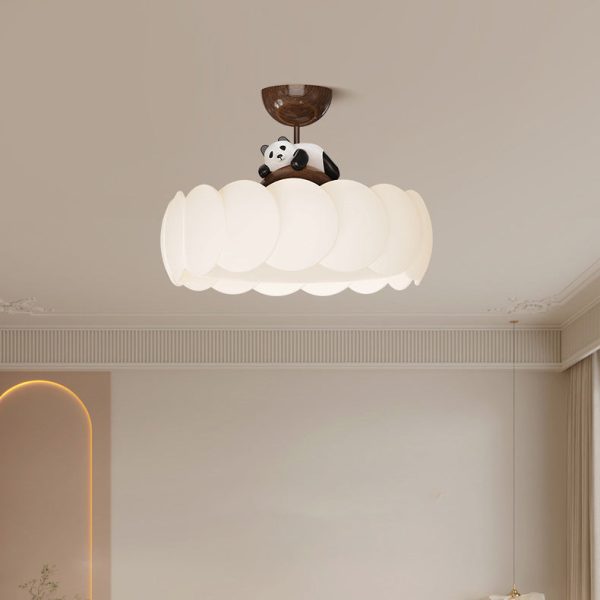 Modern Art Deco PE Iron Bear Bubble Round LED Semi-Flush Mount Ceiling Light For Bedroom & Living Room - Image 13