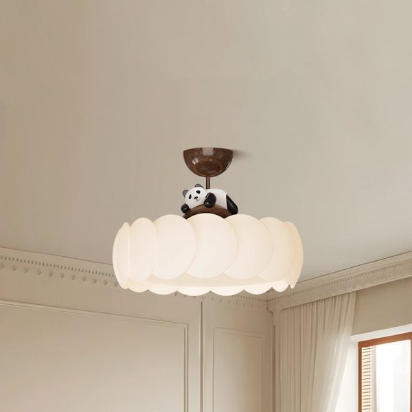 Modern Art Deco PE Iron Bear Bubble Round LED Semi-Flush Mount Ceiling Light For Bedroom & Living Room - Image 15