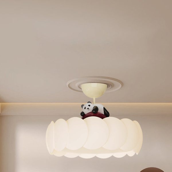 Modern Art Deco PE Iron Bear Bubble Round LED Semi-Flush Mount Ceiling Light For Bedroom & Living Room - Image 9