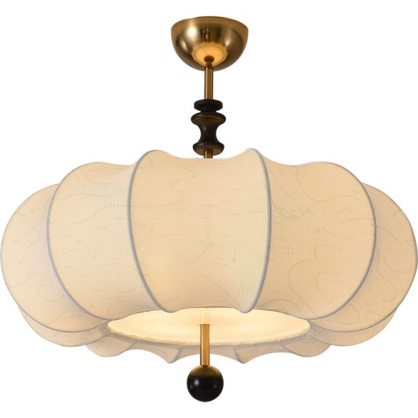 Traditional Chinese Solid Wood Fabric Iron Pumpkin Round 4/5-Light Semi-Flush Mount Ceiling Light For Bedroom & Living Room - Image 20