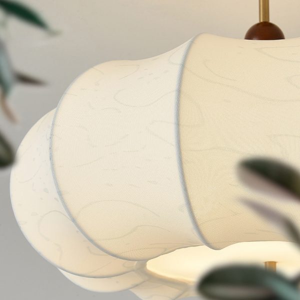 Traditional Chinese Solid Wood Fabric Iron Pumpkin Round 4/5-Light Semi-Flush Mount Ceiling Light For Bedroom & Living Room - Image 8