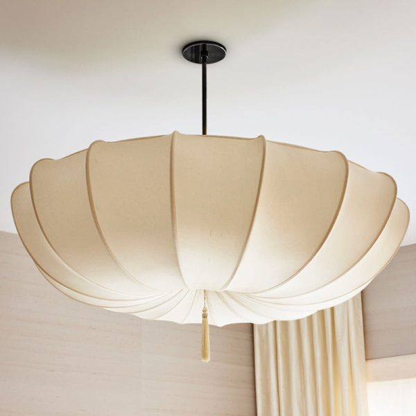 Traditional French Fabric Iron Pleated Tassel 3-Light Chandelier For Bedroom & Living Room - Image 7