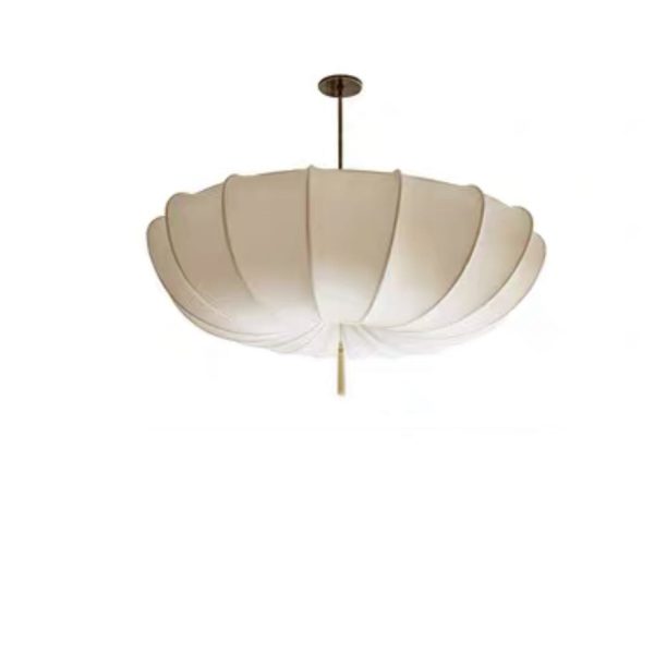 Traditional French Fabric Iron Pleated Tassel 3-Light Chandelier For Bedroom & Living Room - Image 9