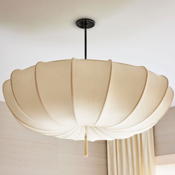 Traditional French Fabric Iron Pleated Tassel 3-Light Chandelier For Bedroom & Living Room - Image 11