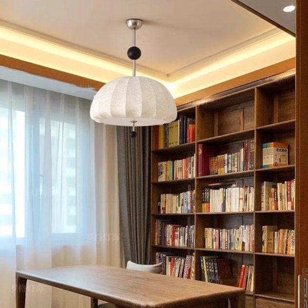 Traditional French Fabric Wood Metal Fan Pattern 3/5-Light Semi-Flush Mount Ceiling Light For Bedroom & Living Room - Image 2