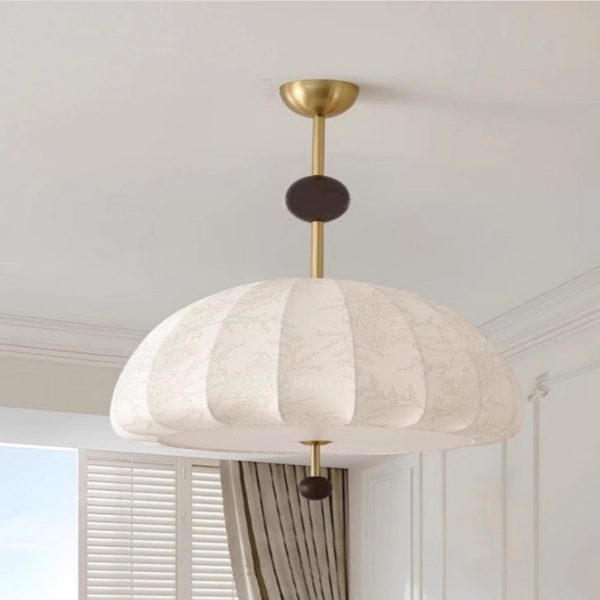 Traditional French Fabric Wood Metal Fan Pattern 3/5-Light Semi-Flush Mount Ceiling Light For Bedroom & Living Room - Image 8