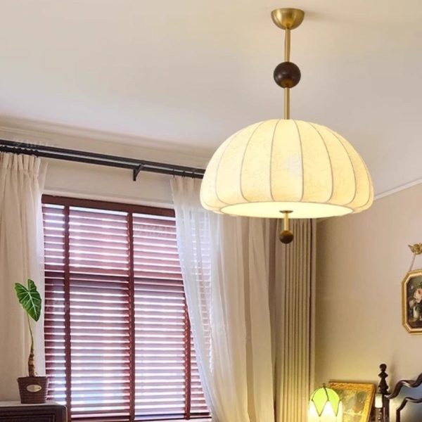 Traditional French Fabric Wood Metal Fan Pattern 3/5-Light Semi-Flush Mount Ceiling Light For Bedroom & Living Room - Image 9