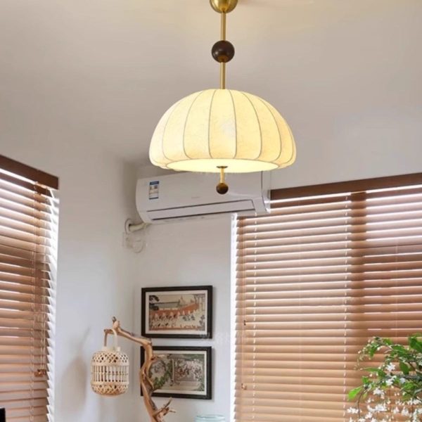 Traditional French Fabric Wood Metal Fan Pattern 3/5-Light Semi-Flush Mount Ceiling Light For Bedroom & Living Room - Image 10