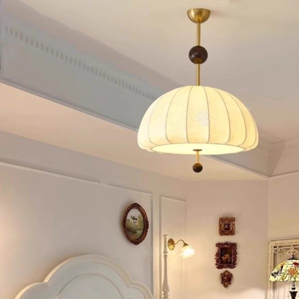 Traditional French Fabric Wood Metal Fan Pattern 3/5-Light Semi-Flush Mount Ceiling Light For Bedroom & Living Room - Image 11