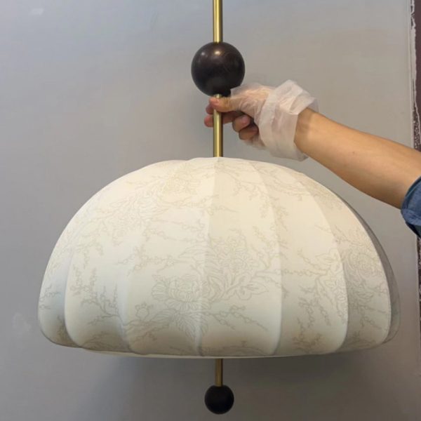 Traditional French Fabric Wood Metal Fan Pattern 3/5-Light Semi-Flush Mount Ceiling Light For Bedroom & Living Room - Image 6