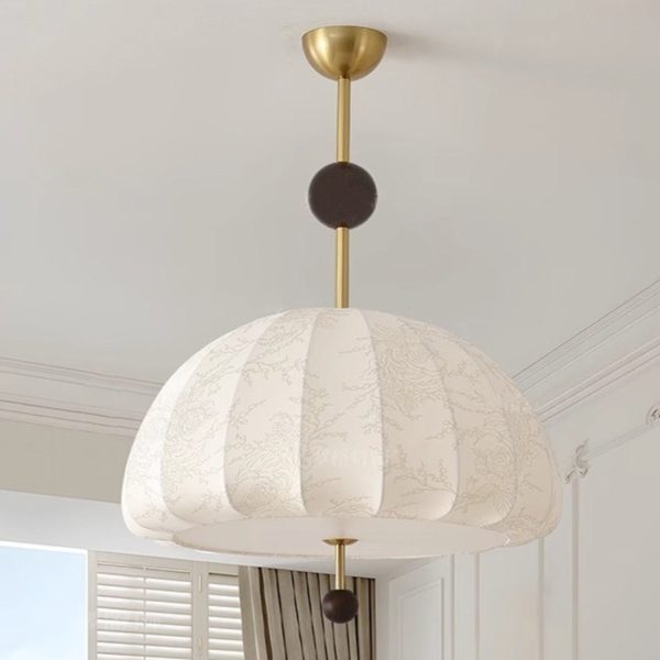 Traditional French Fabric Wood Metal Fan Pattern 3/5-Light Semi-Flush Mount Ceiling Light For Bedroom & Living Room - Image 12