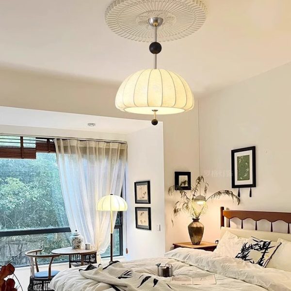 Traditional French Fabric Wood Metal Fan Pattern 3/5-Light Semi-Flush Mount Ceiling Light For Bedroom & Living Room - Image 13