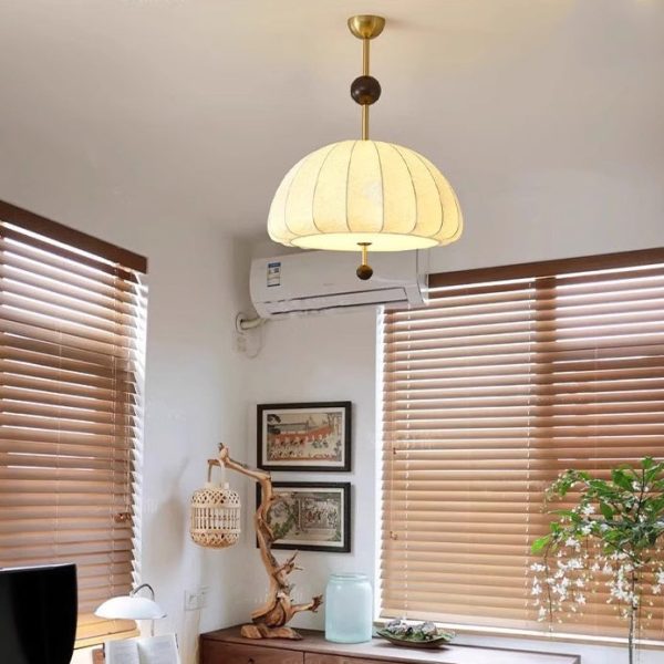 Traditional French Fabric Wood Metal Fan Pattern 3/5-Light Semi-Flush Mount Ceiling Light For Bedroom & Living Room - Image 14