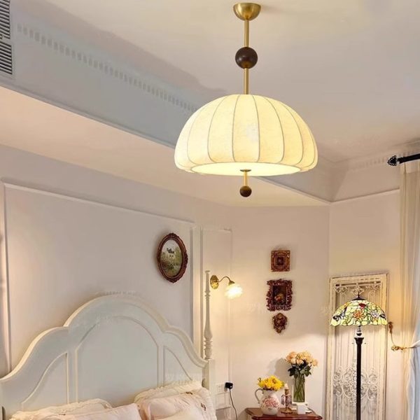 Traditional French Fabric Wood Metal Fan Pattern 3/5-Light Semi-Flush Mount Ceiling Light For Bedroom & Living Room - Image 15