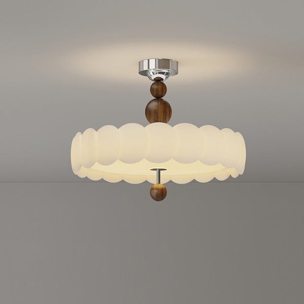 Traditional French Iron PE Cloud Wave Round LED Semi-Flush Mount Ceiling Light For Dining Room & Living Room - Image 10