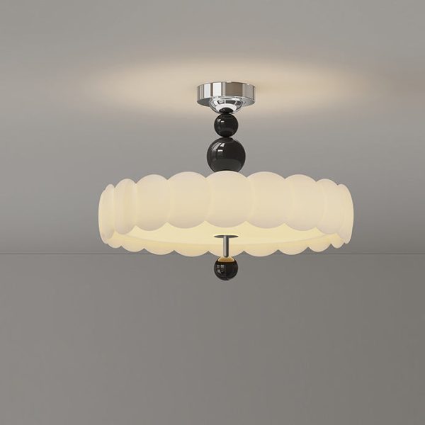 Traditional French Iron PE Cloud Wave Round LED Semi-Flush Mount Ceiling Light For Dining Room & Living Room - Image 11