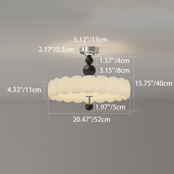 Traditional French Iron PE Cloud Wave Round LED Semi-Flush Mount Ceiling Light For Dining Room & Living Room - Image 5