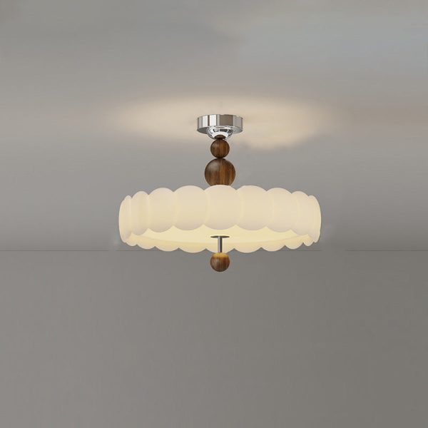 Traditional French Iron PE Cloud Wave Round LED Semi-Flush Mount Ceiling Light For Dining Room & Living Room - Image 13