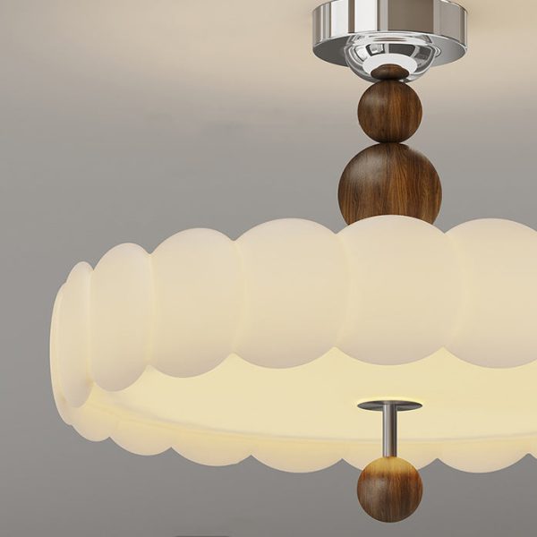 Traditional French Iron PE Cloud Wave Round LED Semi-Flush Mount Ceiling Light For Dining Room & Living Room - Image 8