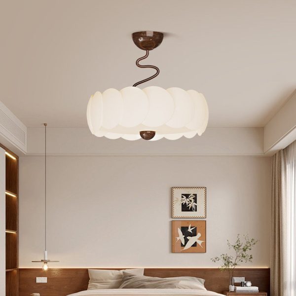 Modern Minimalist PE Iron Curved Round LED Semi-Flush Mount Ceiling Light For Bedroom & Living Room - Image 2