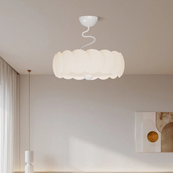 Modern Minimalist PE Iron Curved Round LED Semi-Flush Mount Ceiling Light For Bedroom & Living Room - Image 3