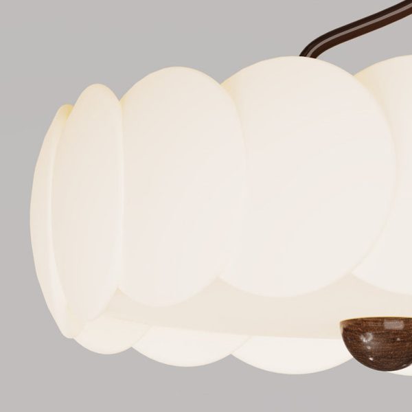 Modern Minimalist PE Iron Curved Round LED Semi-Flush Mount Ceiling Light For Bedroom & Living Room - Image 6