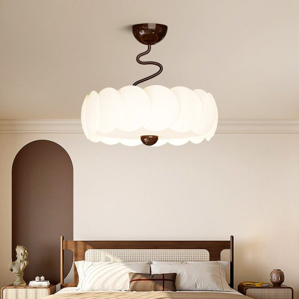 Modern Minimalist PE Iron Curved Round LED Semi-Flush Mount Ceiling Light For Bedroom & Living Room - Image 10