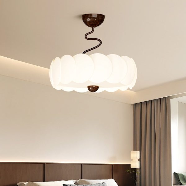 Modern Minimalist PE Iron Curved Round LED Semi-Flush Mount Ceiling Light For Bedroom & Living Room - Image 11