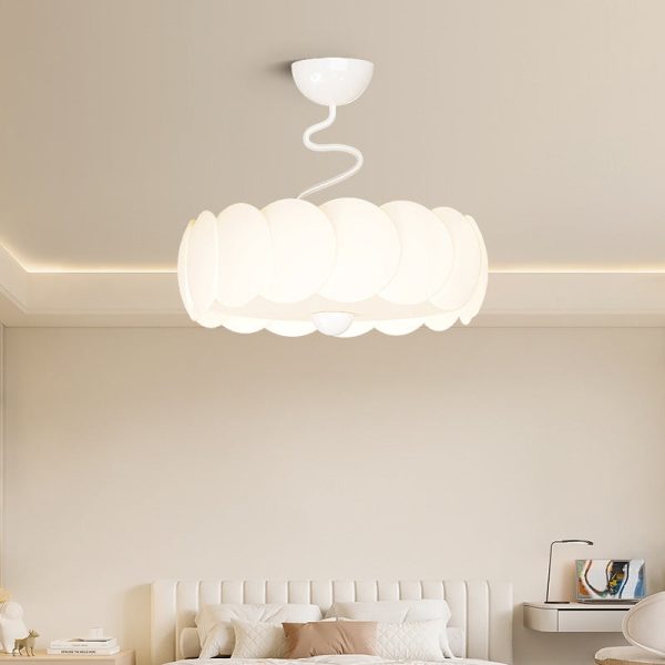 Modern Minimalist PE Iron Curved Round LED Semi-Flush Mount Ceiling Light For Bedroom & Living Room - Image 12