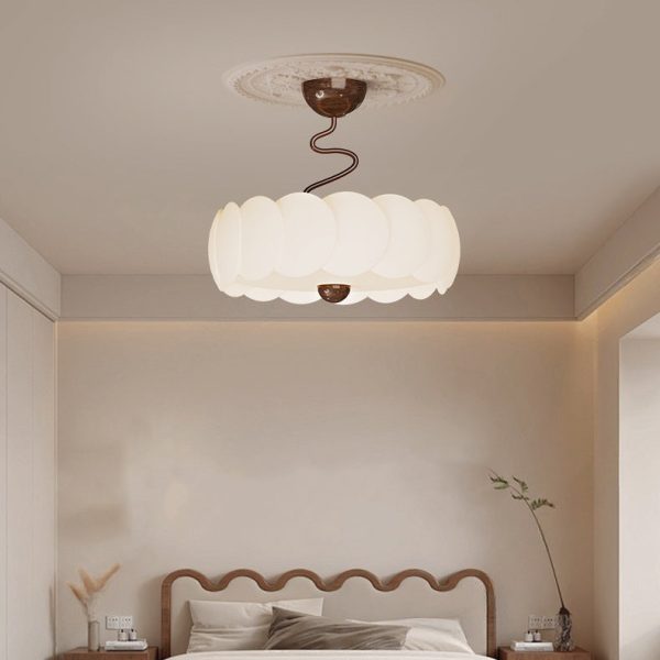 Modern Minimalist PE Iron Curved Round LED Semi-Flush Mount Ceiling Light For Bedroom & Living Room - Image 9