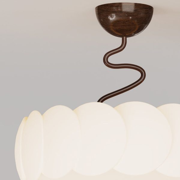 Modern Minimalist PE Iron Curved Round LED Semi-Flush Mount Ceiling Light For Bedroom & Living Room - Image 8