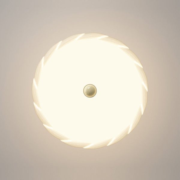 Contemporary Scandinavian PE Iron Creamy Rippled Pumpkin Round LED Semi-Flush Mount Ceiling Light For Bedroom & Living Room - Image 11